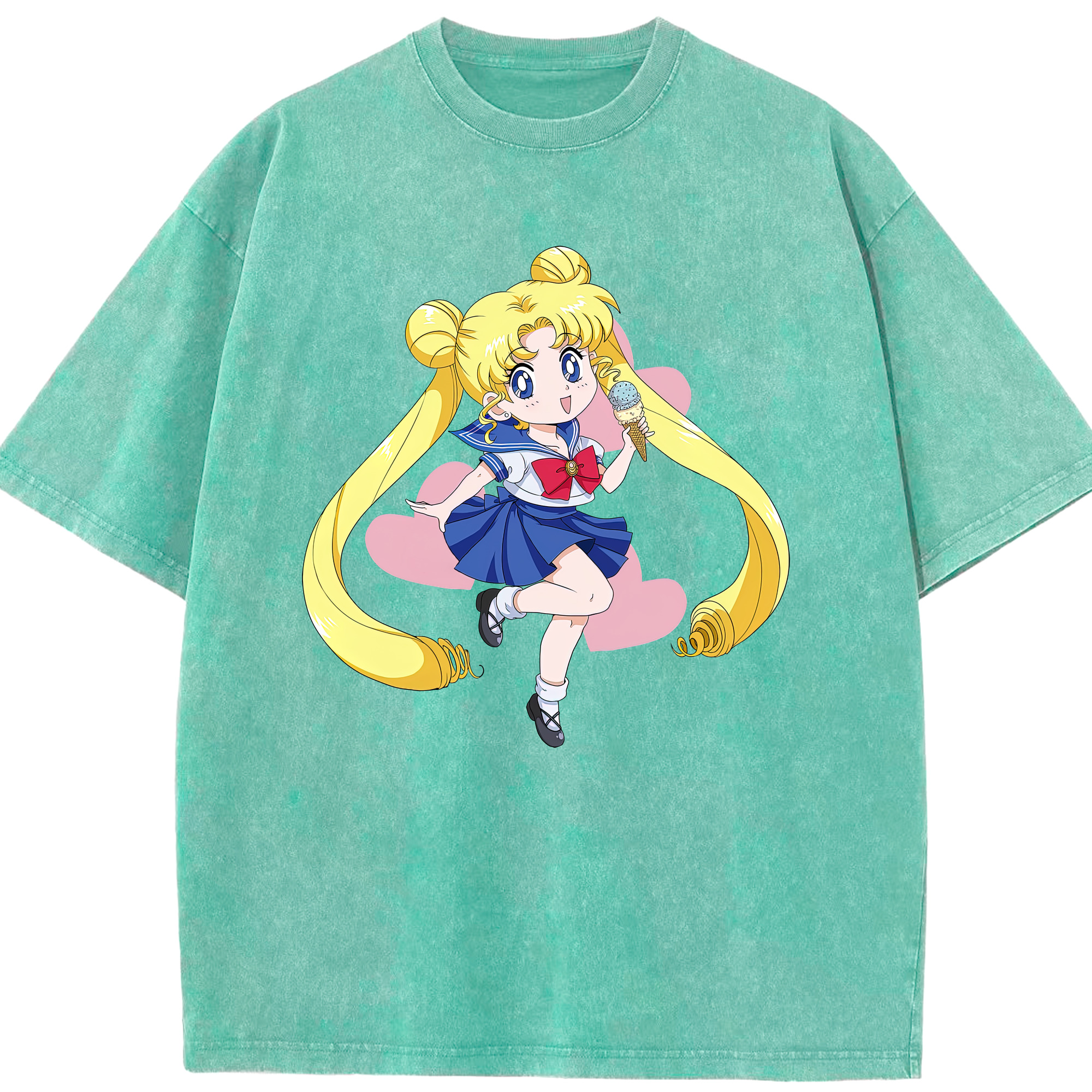 （画像用） 美少女戦士セーラームーン 愛野 美奈子 あいの みなこ Sailor Moon Aino Minako 綿100% ヴィンテージ風 半袖Tシャツ（フロントプリント）
